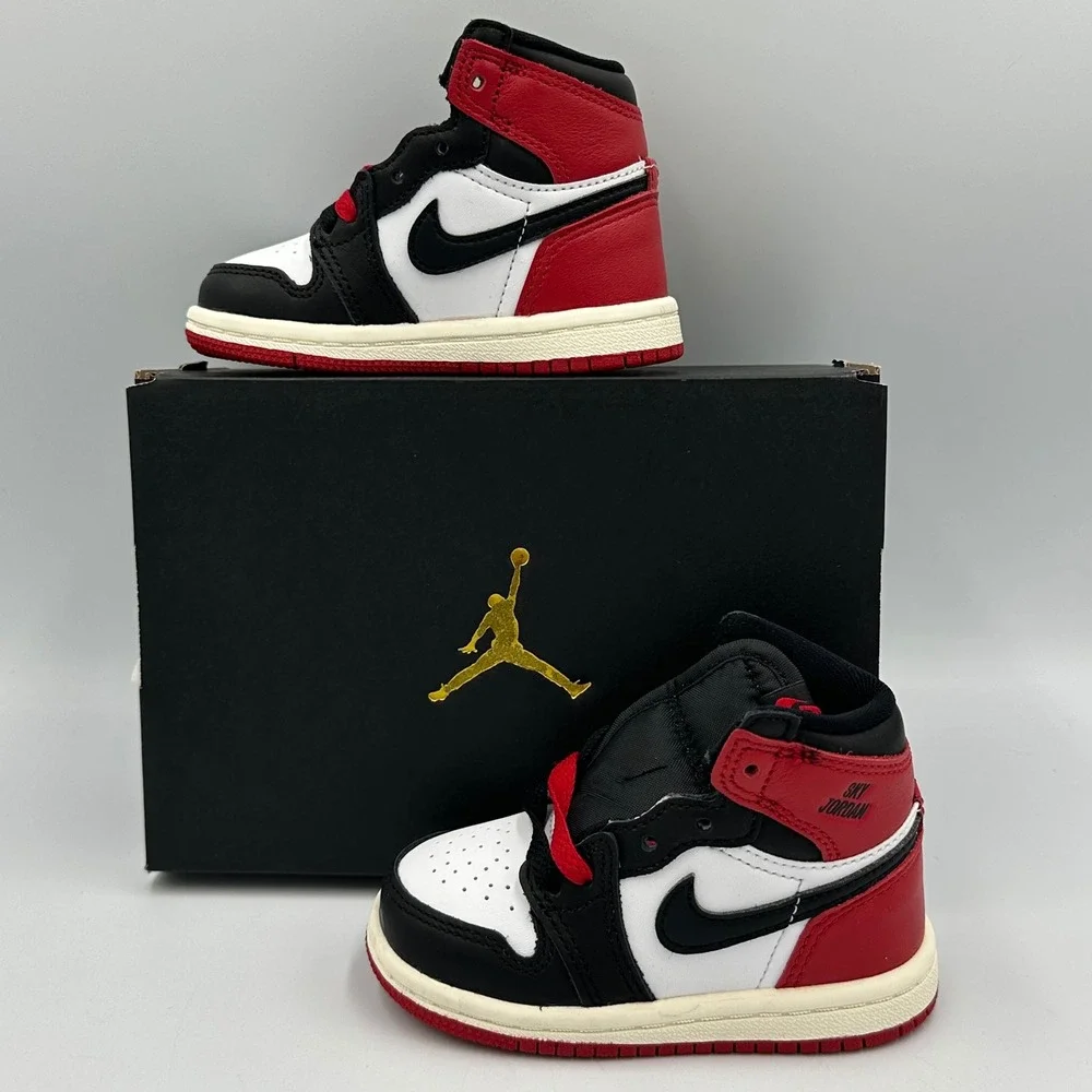 [FD1413-106] Air Jordan 1 Retro High OG Toddler 'Black Toe Reimagined' *NEW* 5C